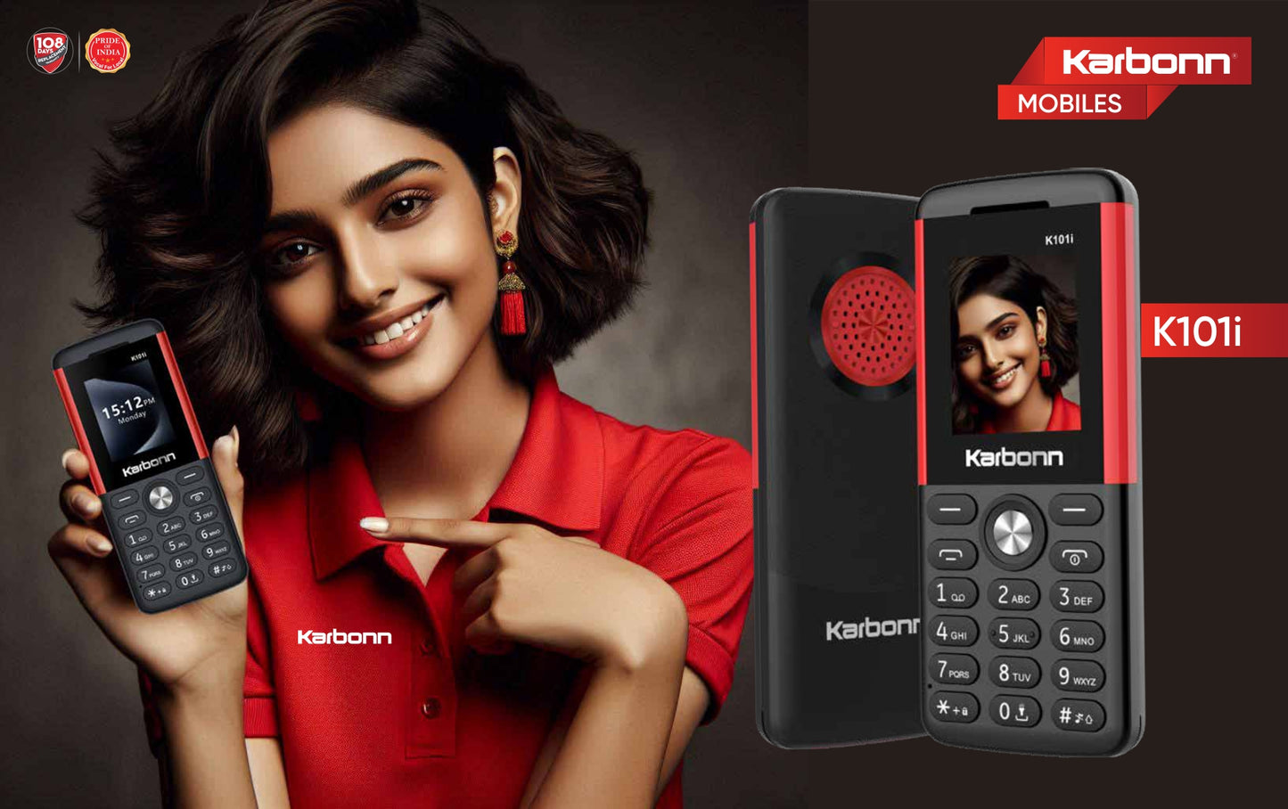 Karbonn K101i Feature Phone with 3.5mm Audio Jack, Type-C USB, and LED Torch