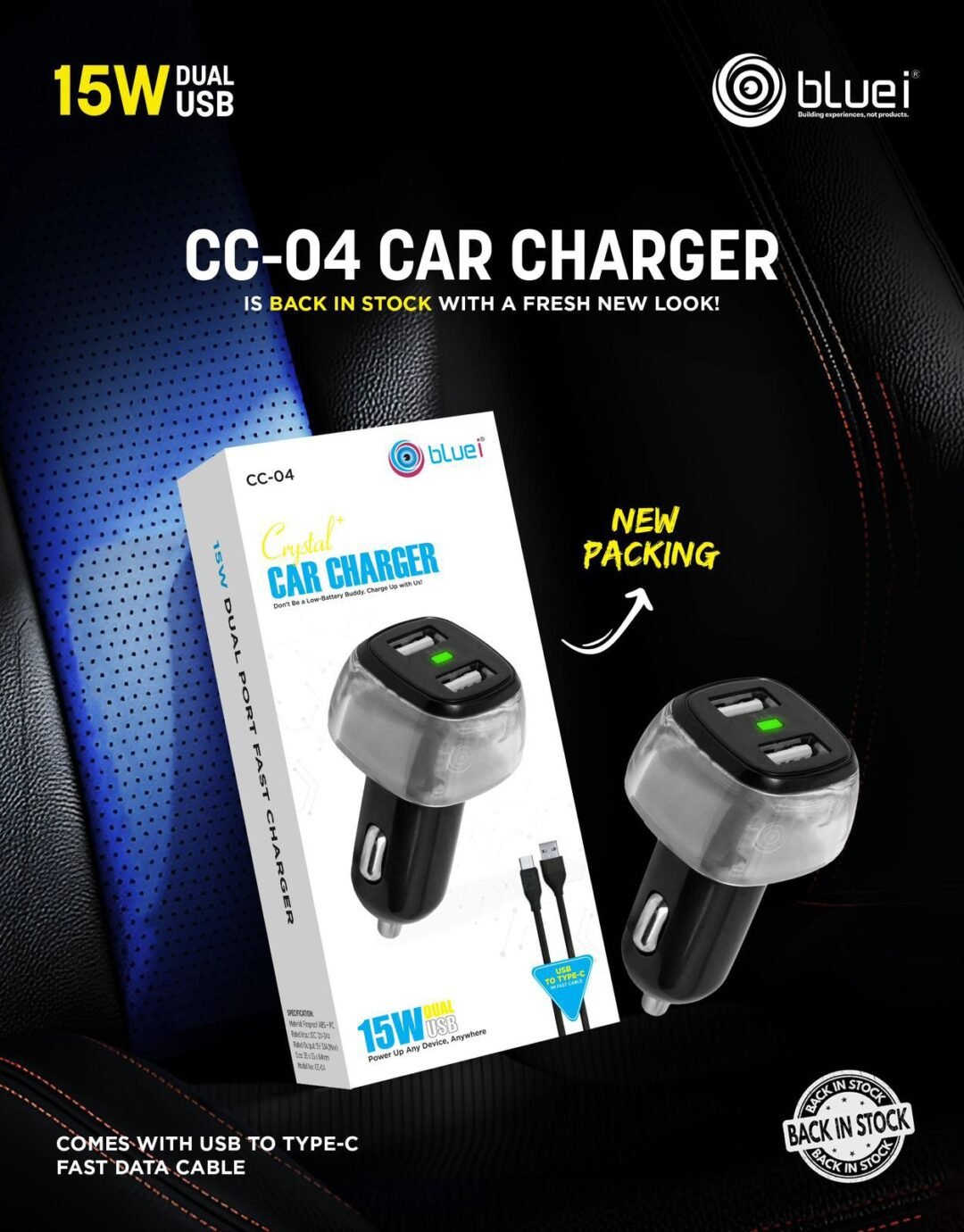 Bluei CC-04 15W Dual USB Car Charger