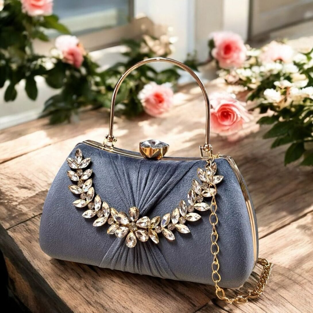 Bridal & Party Wear Hand Clutch with Stone Handle