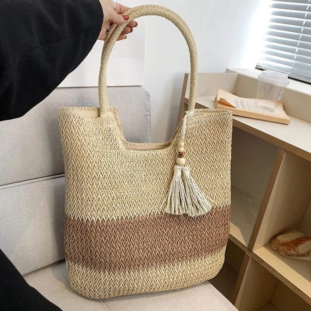 Boho Straw Tote Bag – women’s Beach Shoulder Bag - Image 8