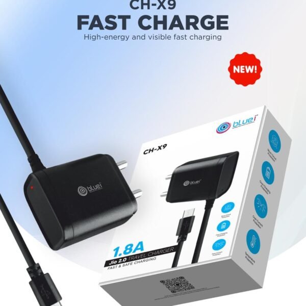 Bluei CH-X9 1.8A Fast Charger – Jio 2.0 Travel Adapter
