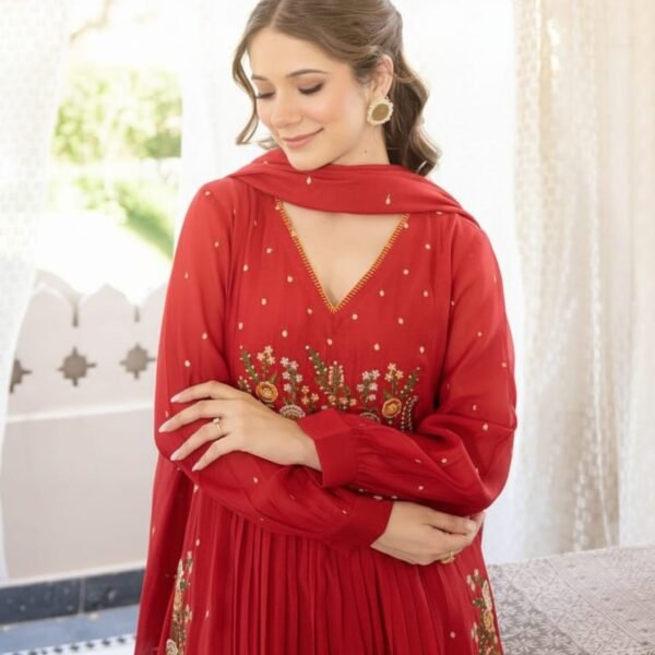 Premium Cotton Embroidered Anarkali Suit Set with Cutwork Dupatta – Classy & Comfortable