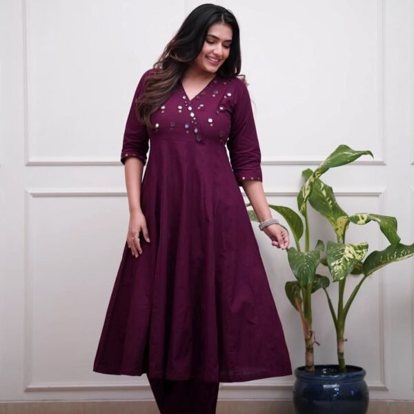 Classy Cotton Office Wear Set with Mirror Work Detailing