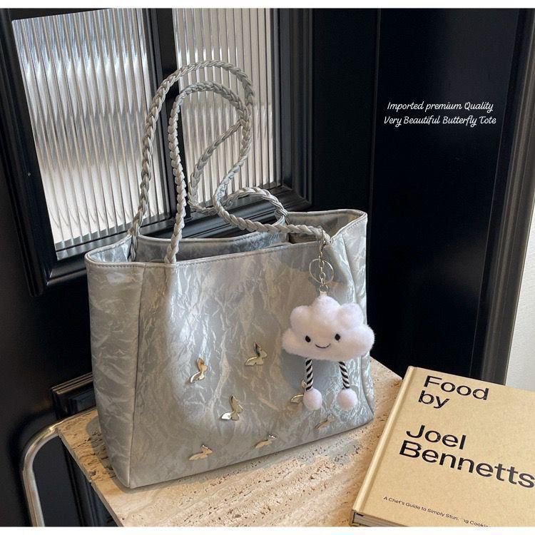 Classy Butterfly Tote Bag for Women – Imported Premium Aesthetic Handbag with Cute Keychain – 4 Stylish Colors - Image 8