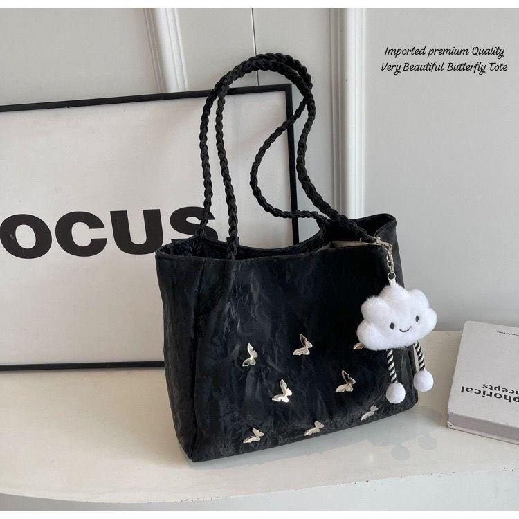 Classy Butterfly Tote Bag for Women – Imported Premium Aesthetic Handbag with Cute Keychain – 4 Stylish Colors - Image 2