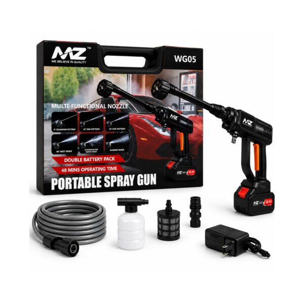 mz wg05 portable spray gun – cordless high pressure washer with dual battery