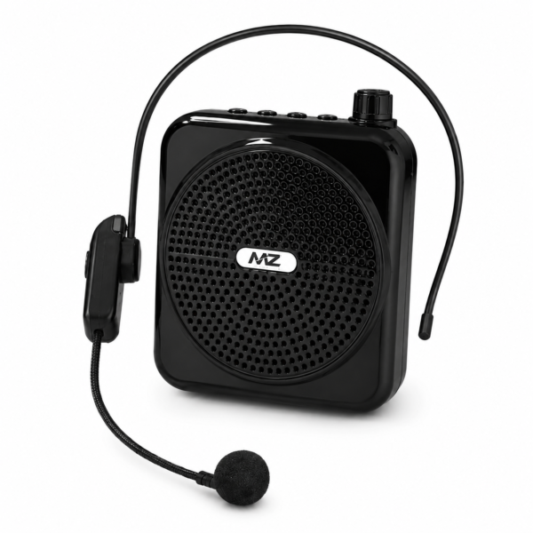 mz m438sp portable voice amplifier with wireless uhf headset microphone | rechargeable speaker for teachers, trainers & presentations