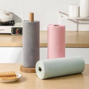 Microfiber Cleaning Cloth Roll – Reusable Kitchen Cleaning Wipes, Pre-Cut 25 × 25 cm, 20 Sheets